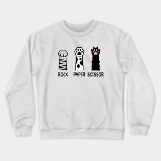 Rock Paper Scissors Hand Game Cute Pink Paw Funny Cat Crewneck Sweatshirt